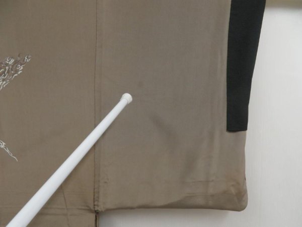 Photo4: 5120T08z650 Vintage Japanese Kimono Silk Men's HAORI Branch Black-Green (4)