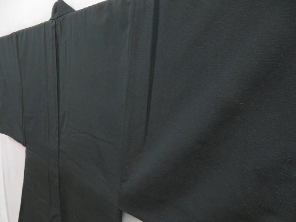 Photo5: 5120T08z650 Vintage Japanese Kimono Silk Men's HAORI Branch Black-Green (5)