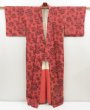 Photo8: 5120T09z830 Vintage Japanese Kimono Silk KOMON Flowers Coral pink (8)