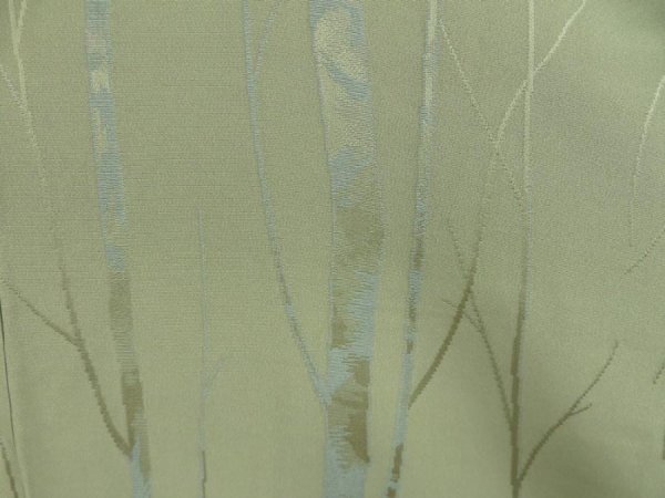 Photo3: 5120T10z850 Vintage Japanese Kimono Silk KOMON Trees Pea Green (3)