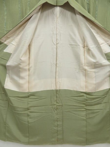 Photo6: 5120T10z850 Vintage Japanese Kimono Silk KOMON Trees Pea Green (6)