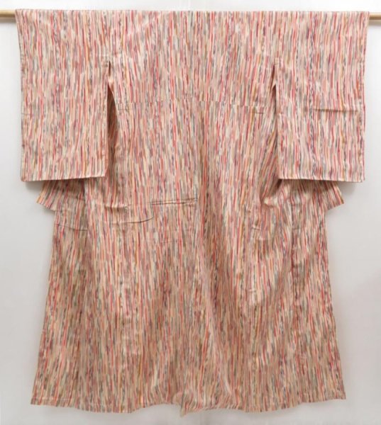 Photo1: 5120T12z810 Vintage Japanese Kimono Silk KOMON  Light peach (1)