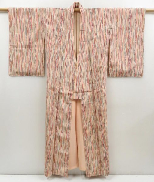 Photo8: 5120T12z810 Vintage Japanese Kimono Silk KOMON  Light peach (8)