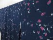 Photo2: 5120T13z790 Vintage Japanese Kimono Silk KOMON Flower Navy (2)