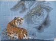 Photo2: 5124T02z640 Vintage Japanese Kimono Silk Men's HAORI Tiger Steel blue (2)
