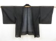 Photo1: 5124T03z200 Vintage Japanese Kimono Silk See through HAORI Cloud Black (1)