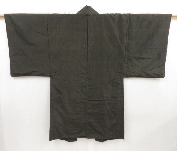 Photo4: 5124T06z420 Vintage Japanese Kimono Silk Men's HAORI  Dark brown (4)