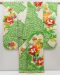 Photo6: 5124T10z1100 Vintage Japanese Kimono Silk FURISODE Peony Green (6)