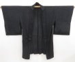 Photo1: 5124T12z340 Vintage Japanese Kimono Silk See through LONG HAORI  Black (1)