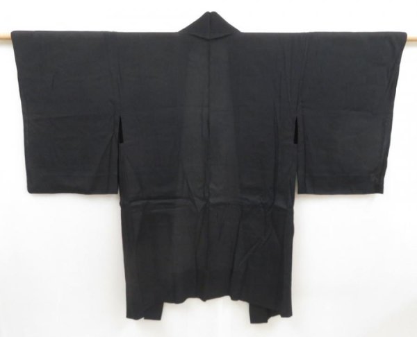 Photo2: 5124T12z340 Vintage Japanese Kimono Silk See through LONG HAORI  Black (2)