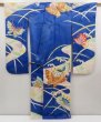 Photo5: 5124T13z940 Vintage Japanese Kimono Silk FURISODE Butterfly Oriental blue (5)