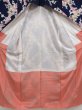 Photo6: 5126T01z600 Vintage Japanese Kimono Silk KOMON Plum branch Dark navy (6)