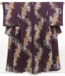 Photo1: 5126T02z1090 Vintage Japanese Kimono Silk KOMON  Dark grape (1)