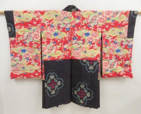 Photo1: 5126T05z480 Vintage Japanese Kimono Silk MEISEN LONG HAORI Grape (1)