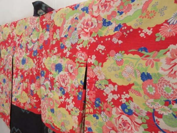 Photo2: 5126T05z480 Vintage Japanese Kimono Silk MEISEN LONG HAORI Grape (2)