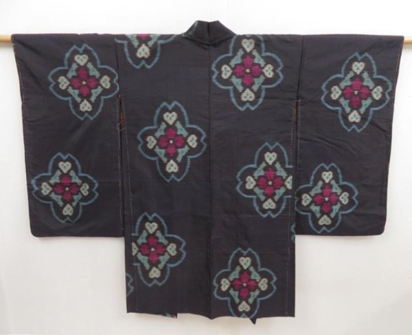 Photo4: 5126T05z480 Vintage Japanese Kimono Silk MEISEN LONG HAORI Grape (4)
