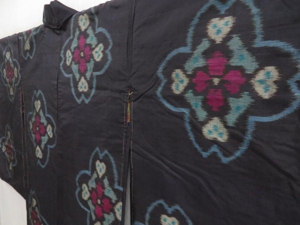 Photo5: 5126T05z480 Vintage Japanese Kimono Silk MEISEN LONG HAORI Grape (5)