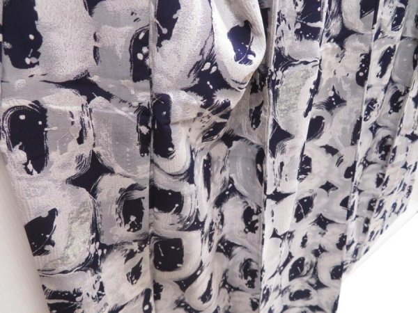 Photo3: 5126T08z910 Vintage Japanese Kimono Silk KOMON  Dark navy (3)