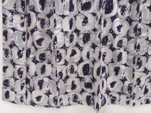 Photo4: 5126T08z910 Vintage Japanese Kimono Silk KOMON  Dark navy (4)