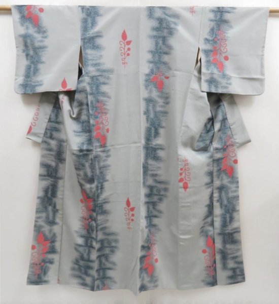 Photo1: 5126T09z900 Vintage Japanese Kimono Silk KOMON  Gray (1)