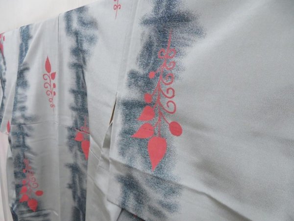 Photo2: 5126T09z900 Vintage Japanese Kimono Silk KOMON  Gray (2)