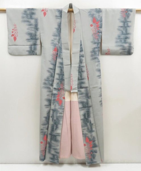 Photo5: 5126T09z900 Vintage Japanese Kimono Silk KOMON  Gray (5)