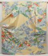 Photo1: 5126T11z1110 Vintage Japanese Kimono Silk FURISODE Peony Light orange (1)
