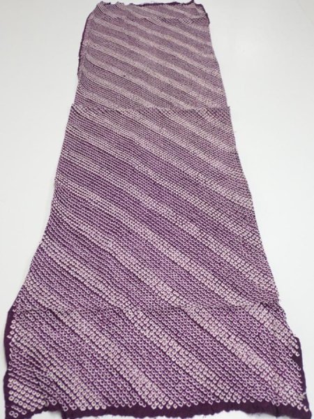 Photo5: 1Z02z60  Japanese Kimono Silk  FABRIC Shibori Dark purple 46.5x13.6 (5)