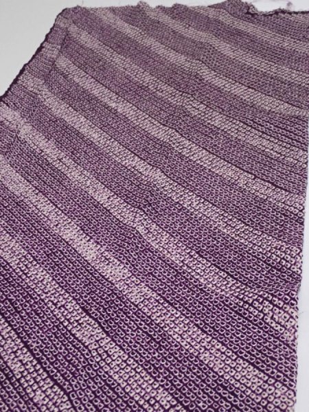 Photo3: 1Z03z60  Japanese Kimono Silk  FABRIC Shibori Dark purple 44.1x13.6 (3)