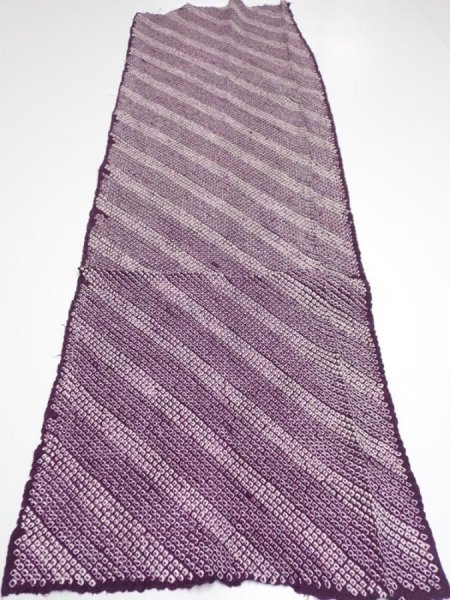 Photo5: 1Z04z60  Japanese Kimono Silk  FABRIC Shibori Dark purple 42.5x13.6 (5)