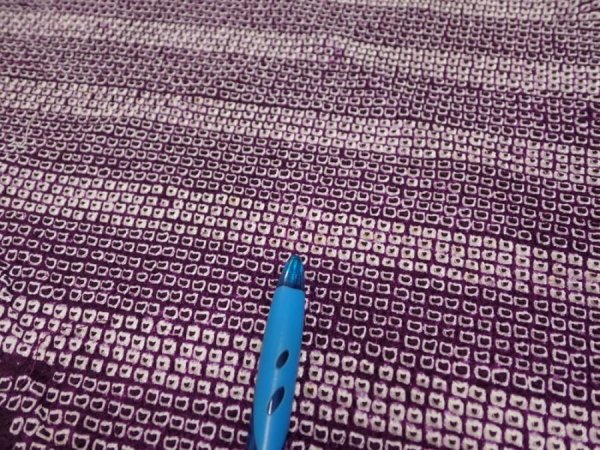 Photo8: 1Z04z60  Japanese Kimono Silk  FABRIC Shibori Dark purple 42.5x13.6 (8)