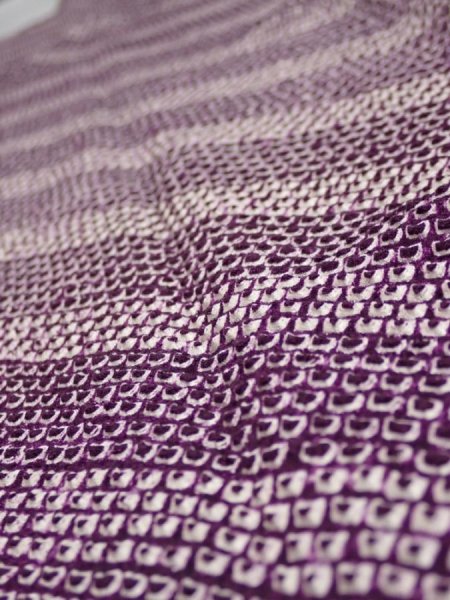 Photo4: 1Z05z40  Japanese Kimono Silk  FABRIC Shibori Dark purple 45.7x9.6 (4)
