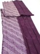 Photo4: 1Z07z90  Japanese Kimono Silk  FABRIC Shibori Dark purple 76.4x14.6 (4)