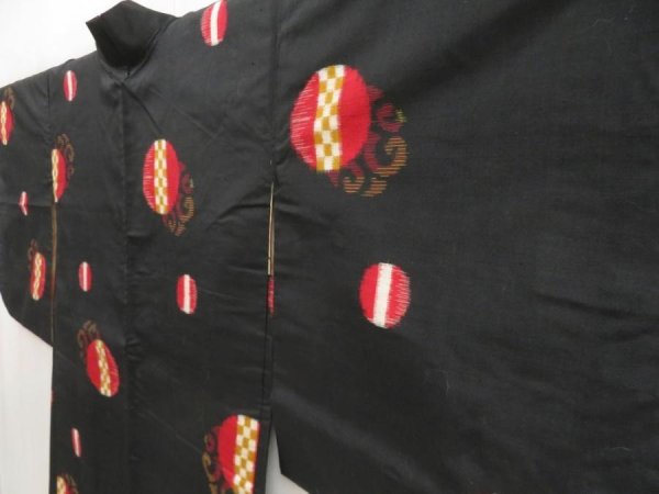 Photo2: 5127T01z420 Vintage Japanese Kimono Silk MEISEN HAORI  Black (2)