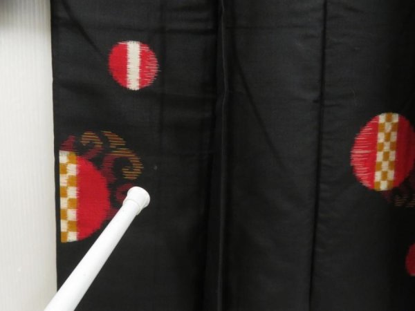 Photo6: 5127T01z420 Vintage Japanese Kimono Silk MEISEN HAORI  Black (6)