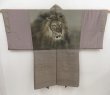 Photo1: 5127T03z470 Vintage Japanese Kimono Silk Men's HAORI Lion Brown-Gray (1)
