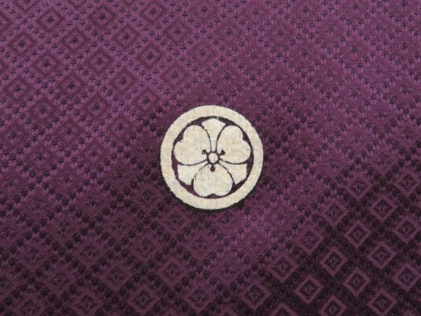 Photo6: 5127T05z690 Vintage Japanese Kimono Silk Men's HAORI Mt.Fuji Dark purple (6)
