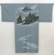 Photo1: 5127T08z480 Vintage Japanese Kimono Synthetic Men's JUBAN Mt.Fuji Blue-Gray (1)