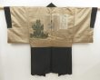 Photo1: 5127T09z630 Vintage Japanese Kimono Silk Men's HAORI Noh-actor Black (1)