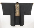 Photo6: 5127T09z630 Vintage Japanese Kimono Silk Men's HAORI Noh-actor Black (6)
