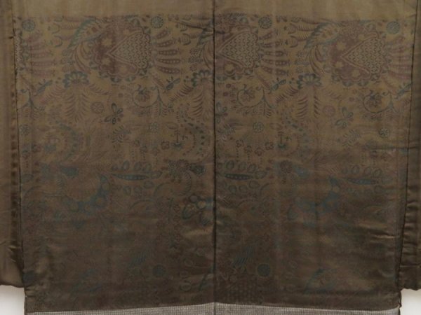 Photo2: 5127T10z600 Vintage Japanese Kimono Silk Men's HAORI  Brown-Gray (2)