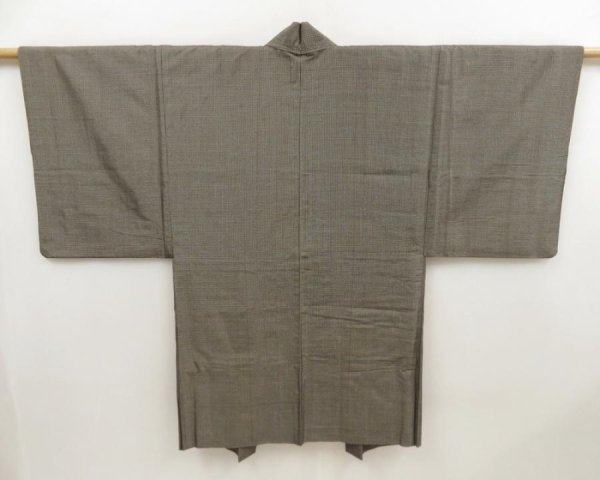 Photo3: 5127T10z600 Vintage Japanese Kimono Silk Men's HAORI  Brown-Gray (3)