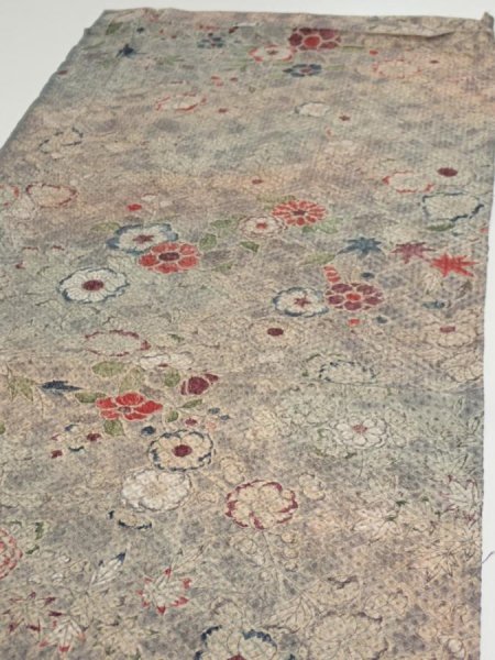 Photo3: 1Z01z50  Japanese Kimono Silk  FABRIC Tsujigahana Gray-Purple 42.5x15.7 (3)