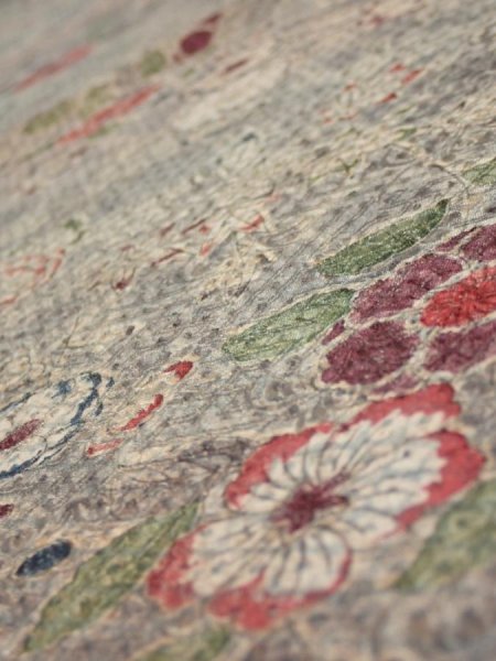 Photo4: 1Z01z50  Japanese Kimono Silk  FABRIC Tsujigahana Gray-Purple 42.5x15.7 (4)