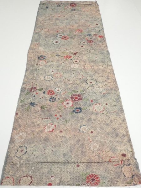 Photo5: 1Z01z50  Japanese Kimono Silk  FABRIC Tsujigahana Gray-Purple 42.5x15.7 (5)