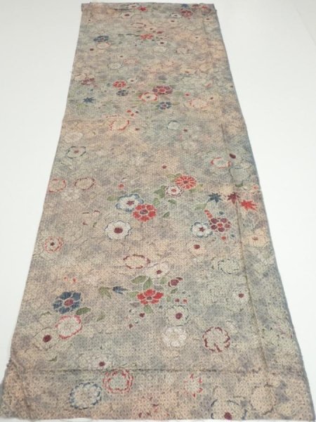 Photo5: 1Z02z50  Japanese Kimono Silk  FABRIC Tsujigahana Gray-Purple 42.5x15.7 (5)