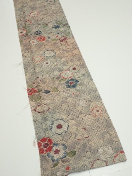 Photo2: 1Z07z30  Japanese Kimono Silk  FABRIC Tsujigahana Gray-Purple 55.1x7.7 (2)