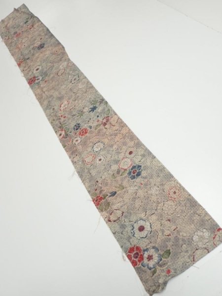 Photo5: 1Z07z30  Japanese Kimono Silk  FABRIC Tsujigahana Gray-Purple 55.1x7.7 (5)