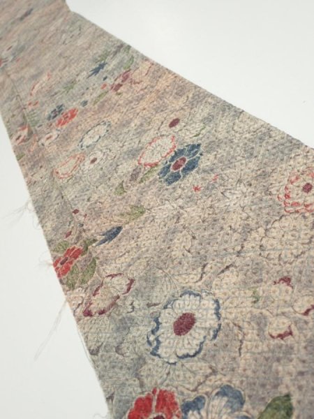 Photo1: 1Z08z40  Japanese Kimono Silk  FABRIC Tsujigahana Gray-Purple 55.1x7.7 (1)