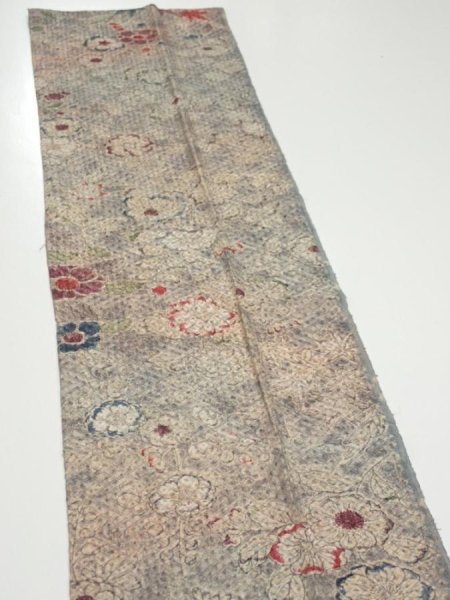 Photo3: 1Z10z30  Japanese Kimono Silk  FABRIC Tsujigahana Gray-Purple 37.0x7.9 (3)
